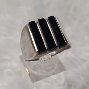 Michael C. Fina Mens Vintage Sterling Silver Onyx Ring
